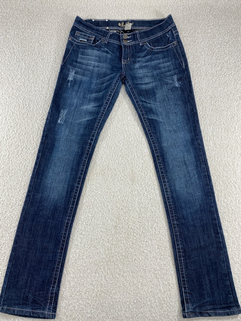 Red Rivet juniors Dark Blue Straight Leg Jeans 11 factory distressed